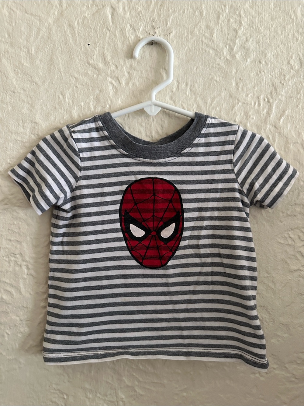 Hanna Andersson x Marvel Spider-Man Gray White Stripe T-Shirt 18-24 Months